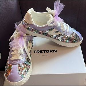 COPY - TRETORN CAMDEN SHINE MULTI SEQUIN & LEATHER SNEAKERS YOUTH GIRLS SZ 4 LI…